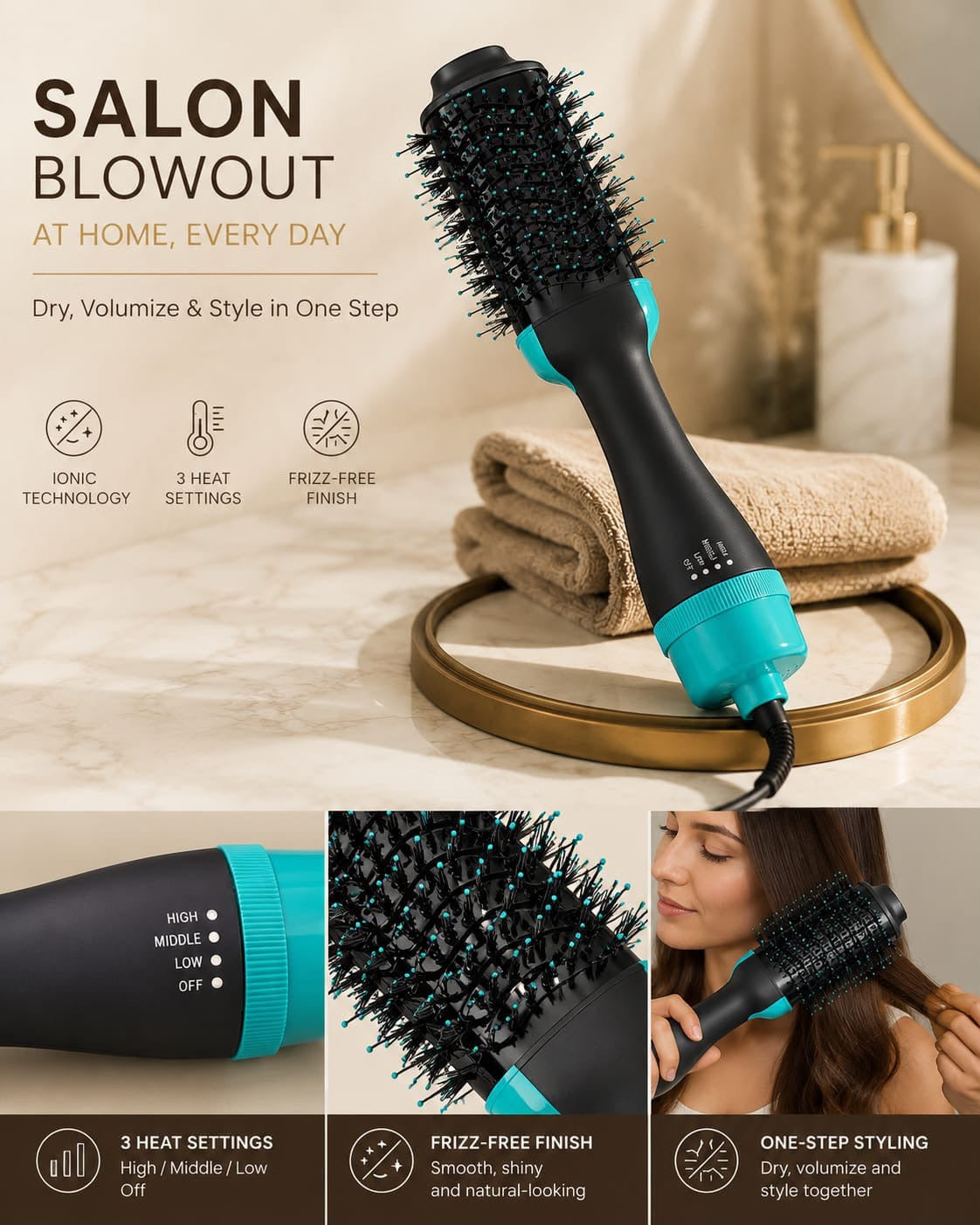 5-in-1 Ionic Hot Air Brush – Dry, Volumize & Style
