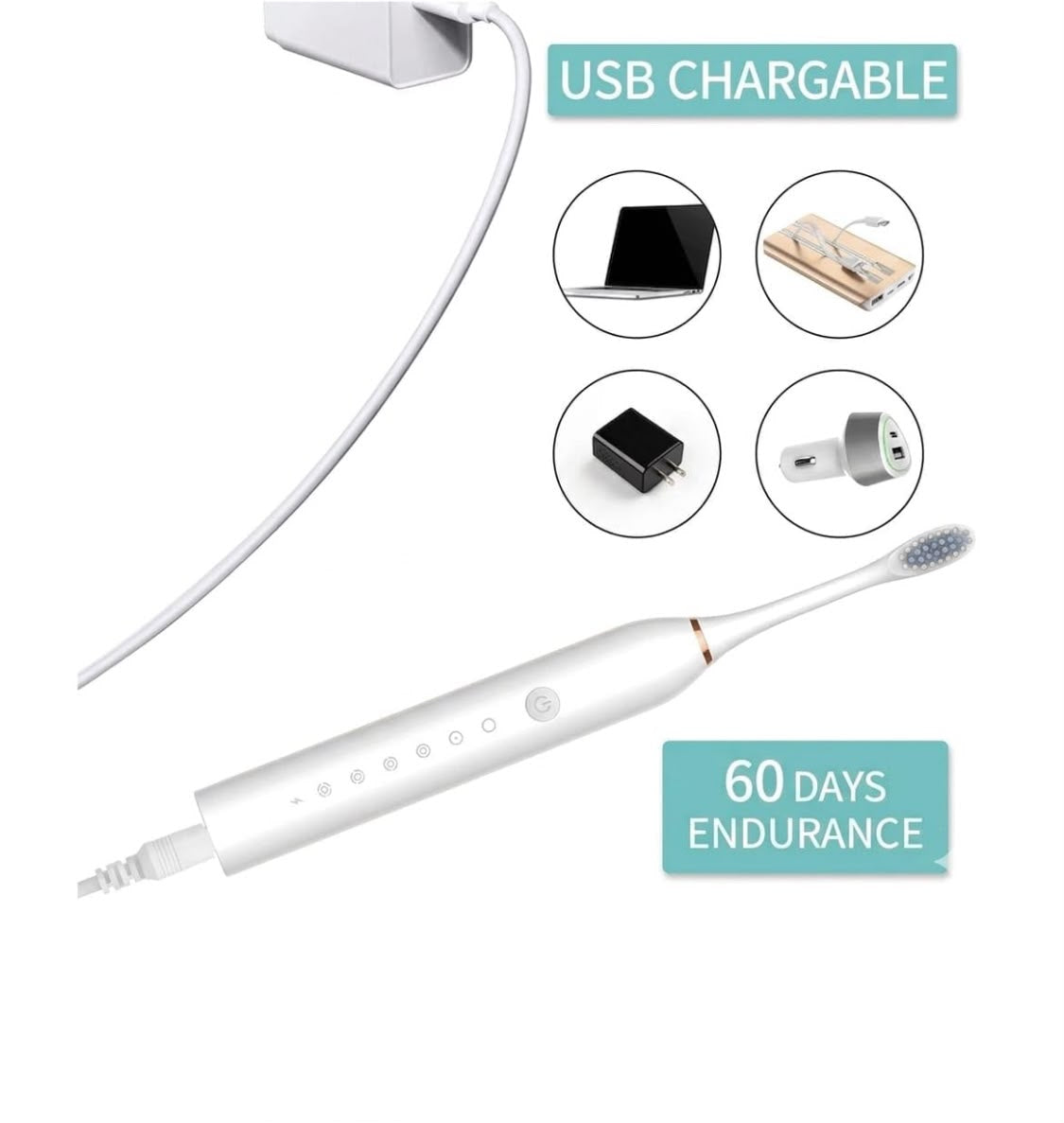 Pureteeth X-3 Rechargeable Electric Toothbrush | IPX7 Waterproof | 4 Brush Heads